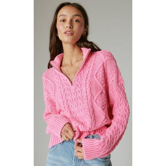 Lucky Brand Sweaters - Lucky Brand Pink Cable Knit Sweater